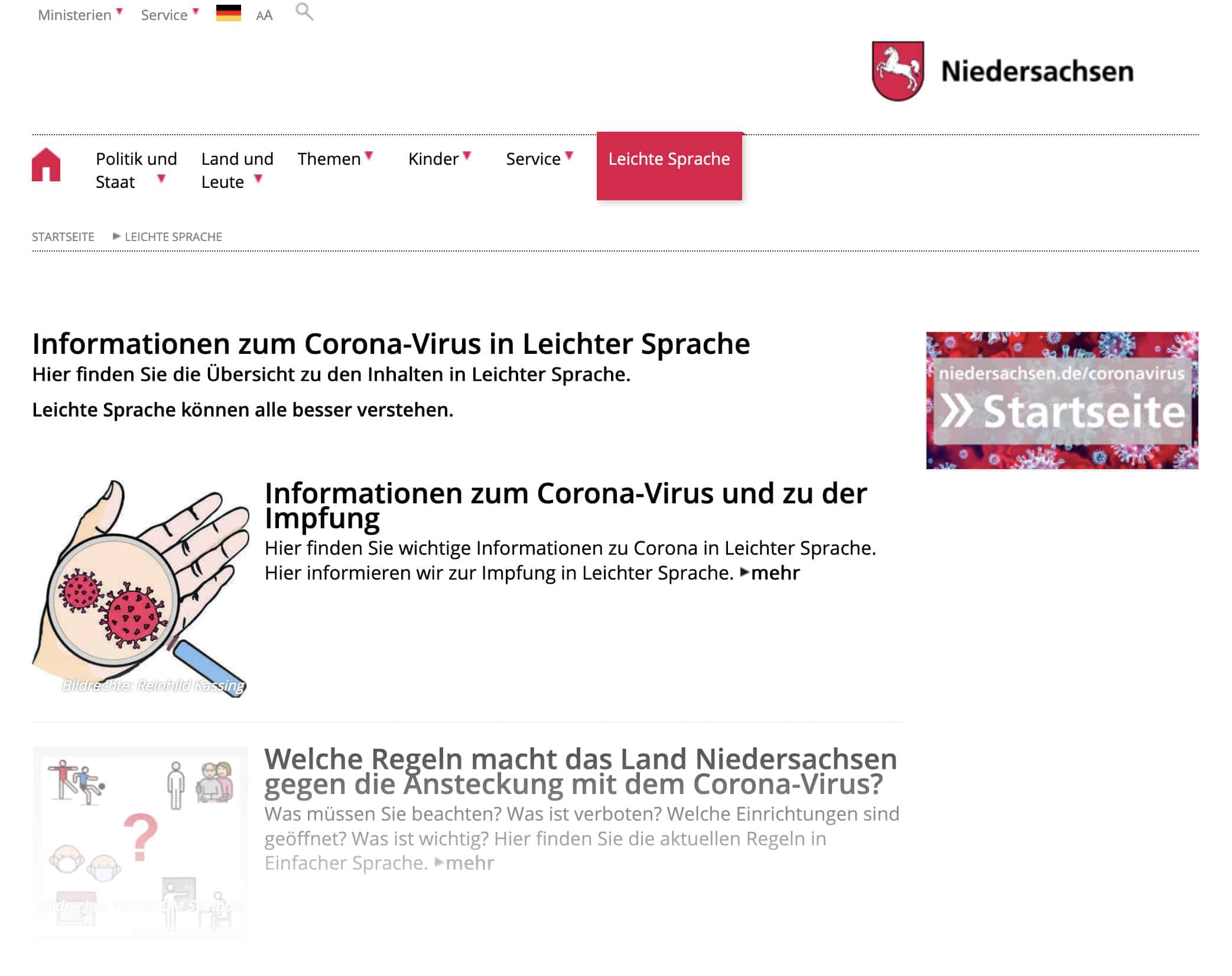 Informationen zum Corona-Virus in leichter Sprache